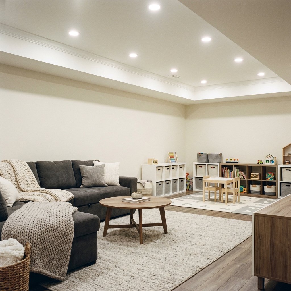 Finished basement multipurpose room