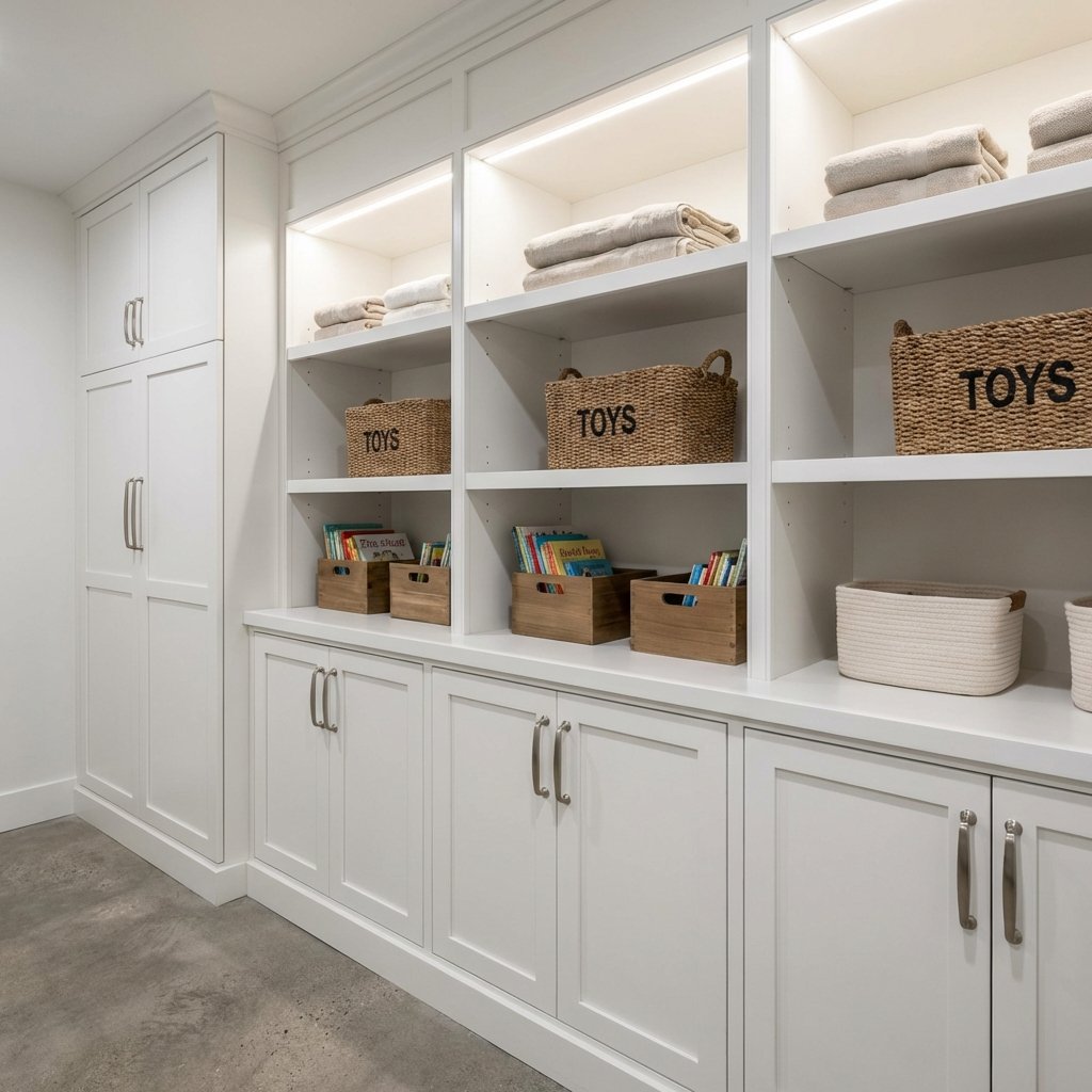 Built-in storage for toys and linens