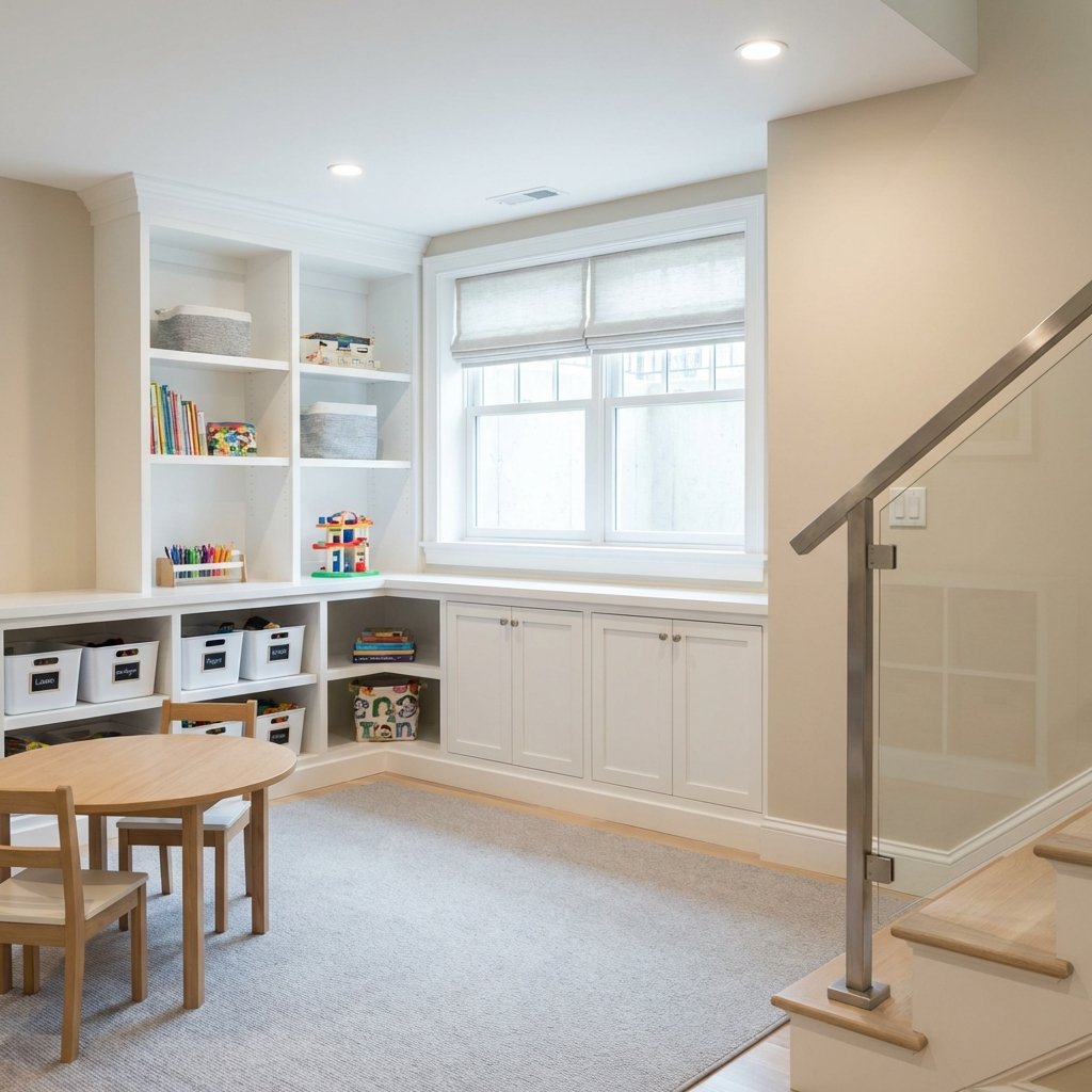 Detail of walkout basement finishes Lexington MA